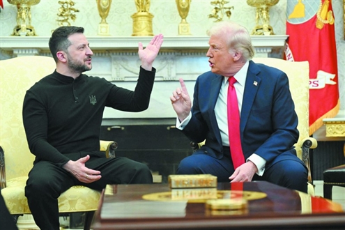 2月28日,在美国华盛顿白宫,美国总统特朗普与乌克兰总统泽连斯基(左)爆发争吵。本版图片均由新华社发